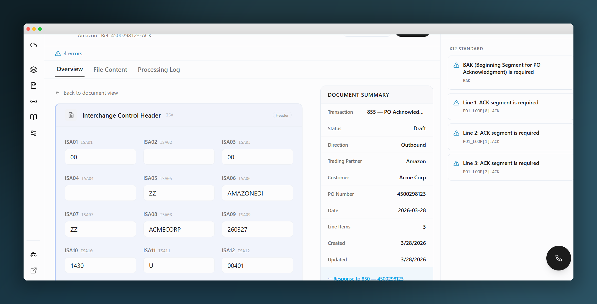 EDI Compliance - X12 File Content View EDI Compliance - X12 File Content View