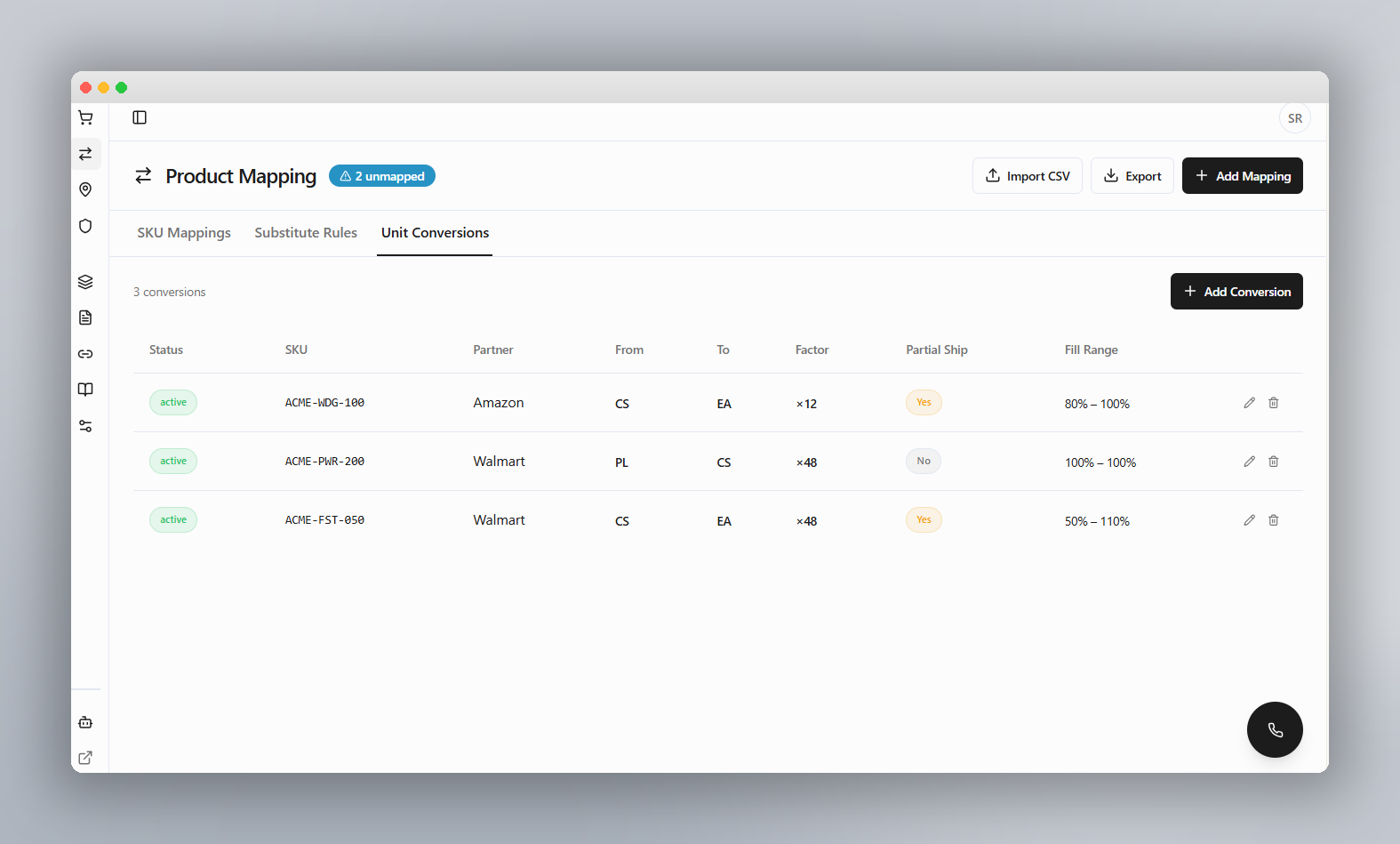 Unit Conversions and Product Mapping